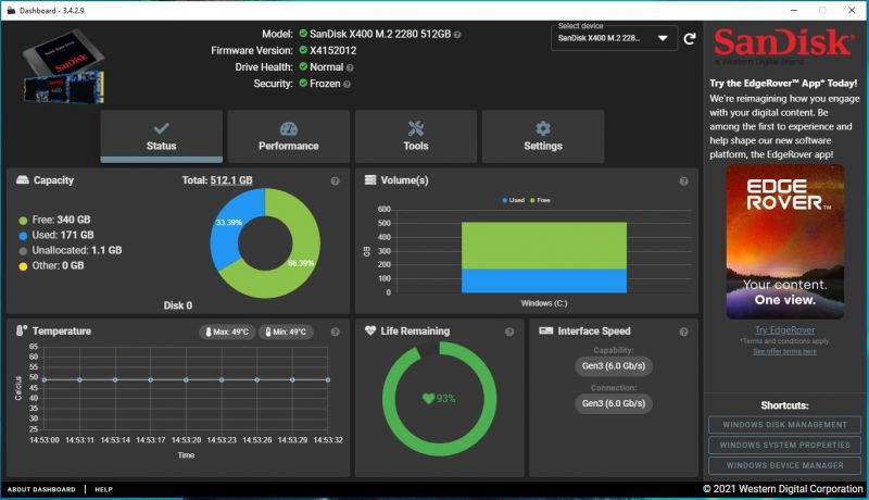 WesternDigital SSD Dashboard(西部数码固态硬盘检测工具) WesternDigital SSD Dashboard(西部数码固态硬盘检测工具)