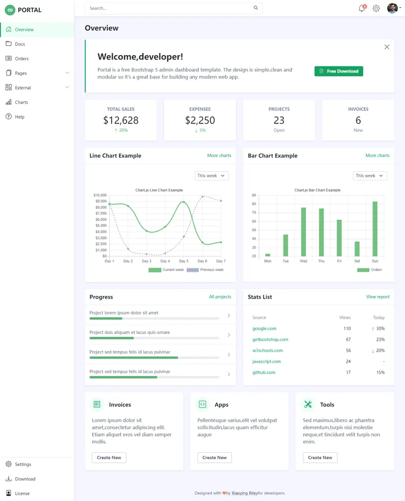 Bootstrap5响应式后台管理系统模板 Bootstrap5响应式后台管理系统模板
