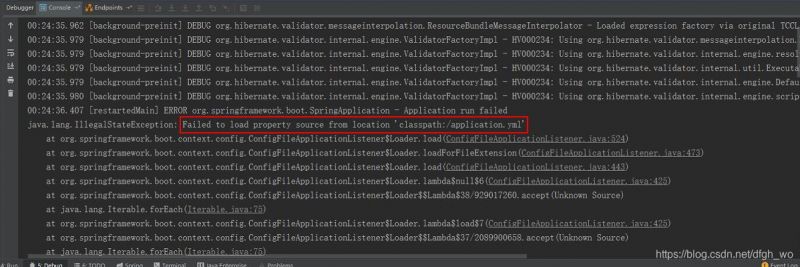 SpringBoot启动报错:Failed to load property source from location 'classpath:/application.yml'的解决方法 SpringBoot启动报错:Failed to load property source from location 'classpath:/application.yml'的解决方法
