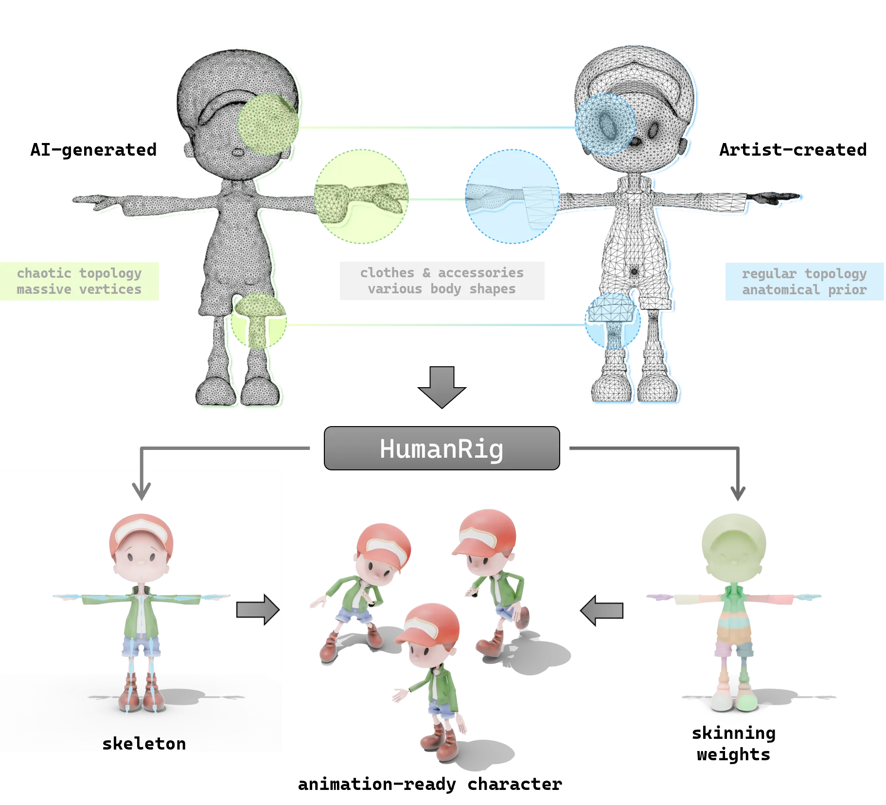 HumanRig：业界首个专门针对3D人形角色绑定设计的大规模数据集