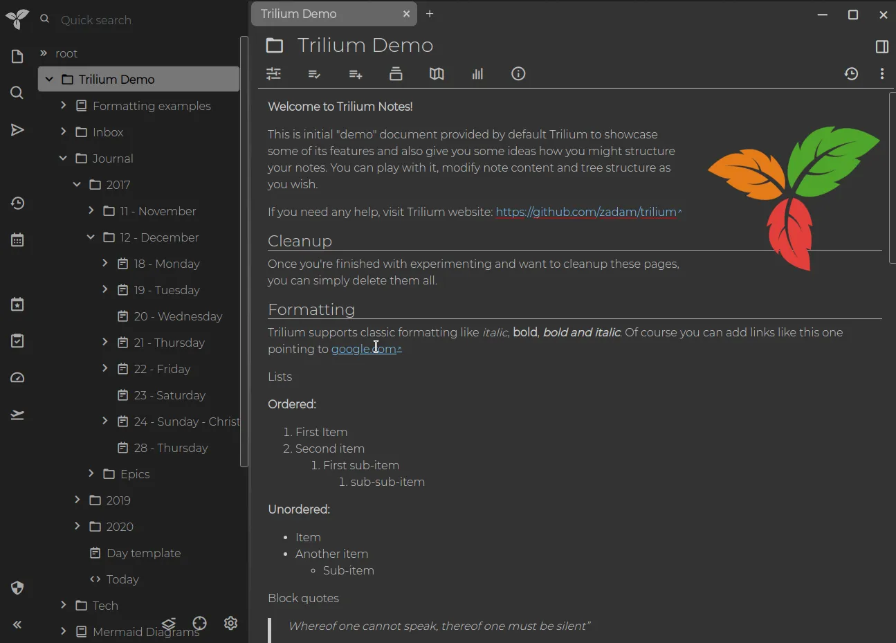 Trilium Notes(免费开源分层笔记软件) Trilium Notes(免费开源分层笔记软件)