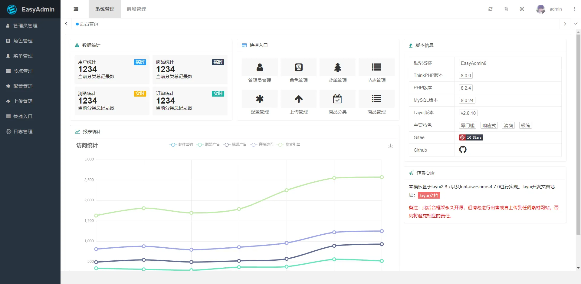 EasyAdmin8(基于ThinkPHP8.1开发的后台管理系统) EasyAdmin8(基于ThinkPHP8.1开发的后台管理系统)